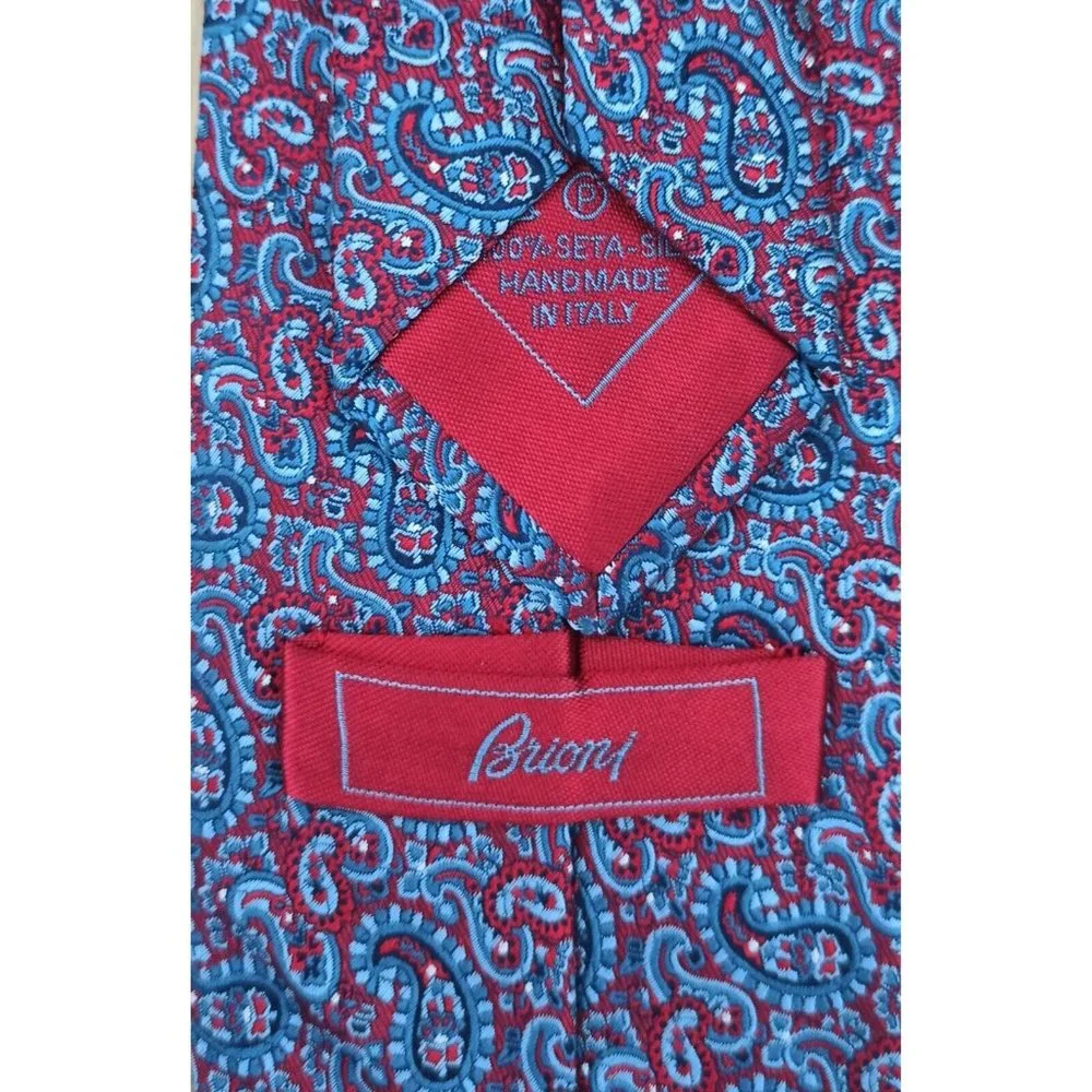 BRIONI Blue Paisley Silk Tie HANDMADE ITALY 60